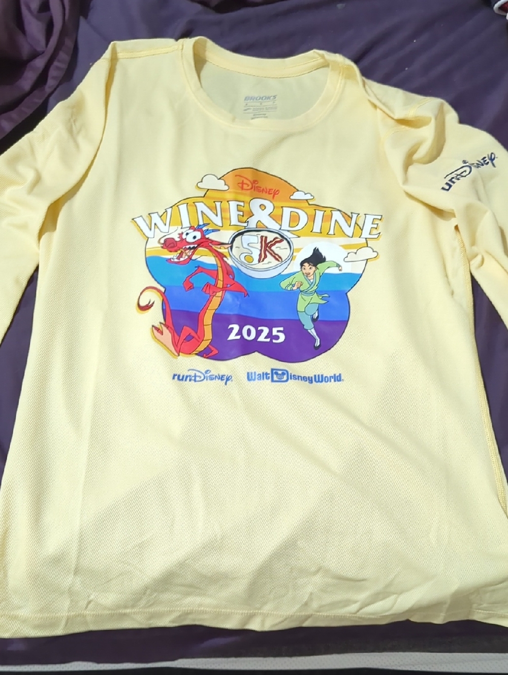Disney Yellow RunDisney Wine & Dine 2025 Womens Long-Sleeve Shirt